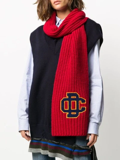 Shop Dsquared2 Knitted Logo Scarf In Red