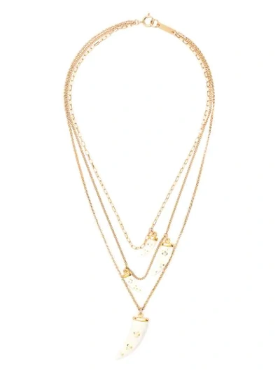 Shop Isabel Marant Horn Layered Necklace In Gold
