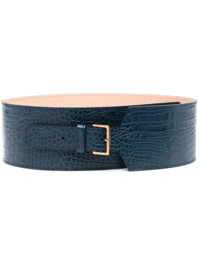 Shop Agnona Crocodile-effect Leather Belt In Blue