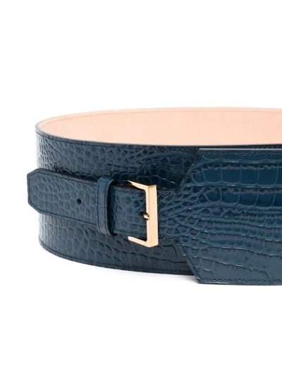 Shop Agnona Crocodile-effect Leather Belt In Blue