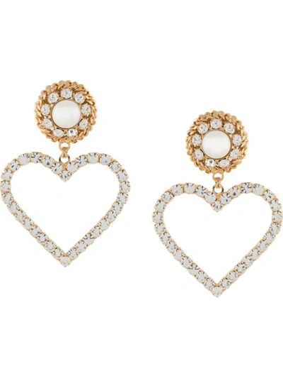 Shop Alessandra Rich Oversized Heart Earrings In Gold