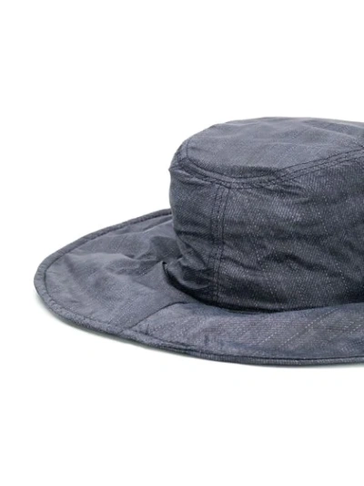 Shop Maison Michel Lauren Denim-effect Fedora Hat In Blue