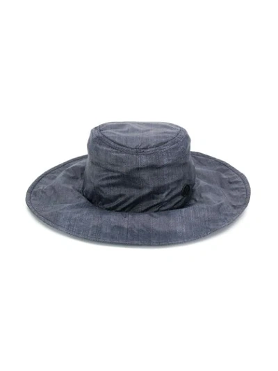 Shop Maison Michel Lauren Denim-effect Fedora Hat In Blue