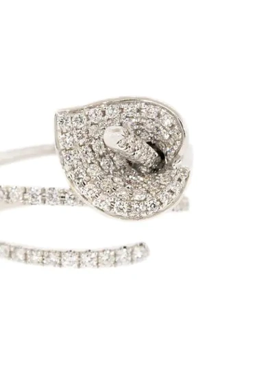Shop Anita Ko 18kt White Gold Calla Lily Diamond Coil Ring In Silver