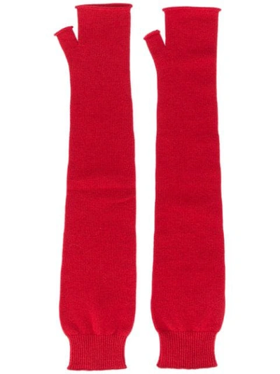 Shop Maison Margiela Long Fingerless Gloves In Red