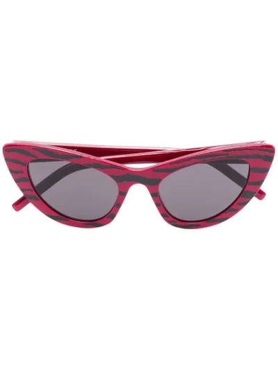 Shop Saint Laurent Tiger Stripe Cat-eye Sunglasses In Red