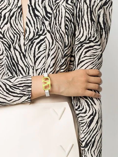 Shop Valentino Vlogo Bracelet In White