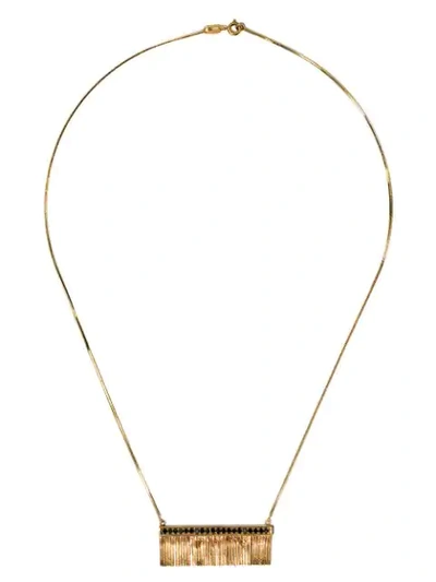Shop Iosselliani 18kt Yellow Gold Black Diamond Fringe Necklace