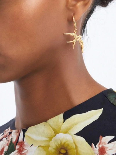 Shop Oscar De La Renta Gem-embellished Sparrow Earrings In Gold