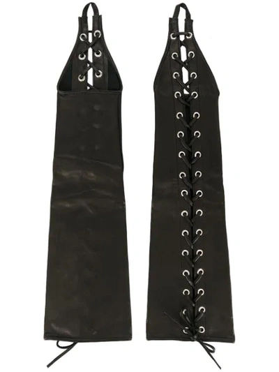 Shop Manokhi Lace-up Fingerless Gloves In Black