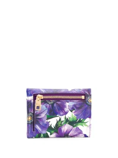 Shop Dolce & Gabbana Floral Print Leather Wallet In Purple