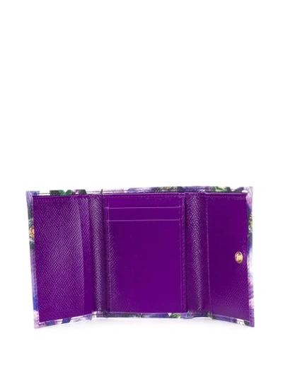 Shop Dolce & Gabbana Floral Print Leather Wallet In Purple