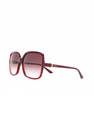 Shop Cartier C Décor Square-frame Sunglasses In Red