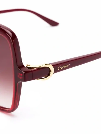 Shop Cartier C Décor Square-frame Sunglasses In Red