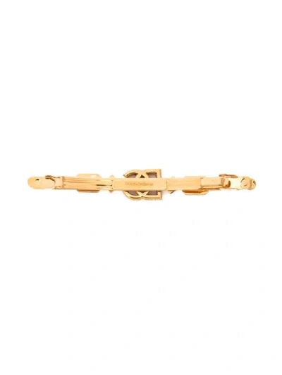 Shop Dolce & Gabbana Dg-logo Crystal-embellished Hairclip In Gold