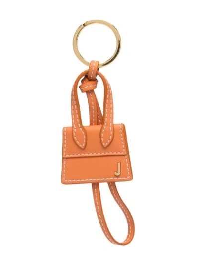 Shop Jacquemus Le Chiquito Mini Leather Keyring In Orange