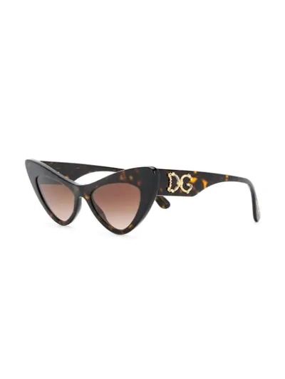 Shop Dolce & Gabbana Cat Eye Sunglasses In Brown
