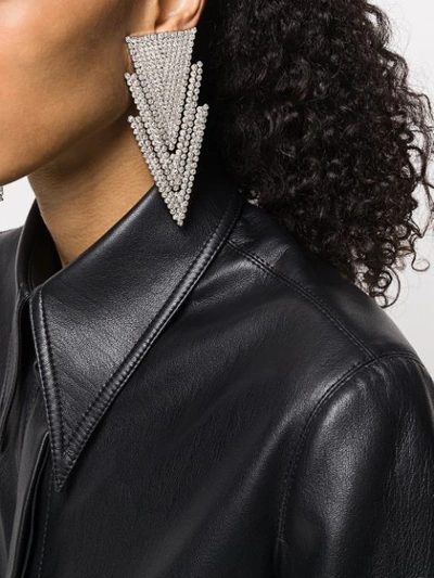 Shop Alessandra Rich Crystal-embellished Triangle-drop Earrings In Silver