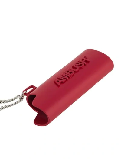 Shop Ambush Logo Lighter Case Chain Necklace In Red