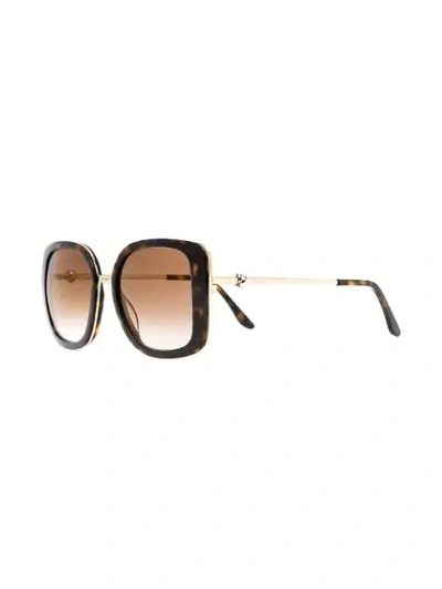 Shop Cartier Tortoiseshell Square Frame Sunglasses In Brown