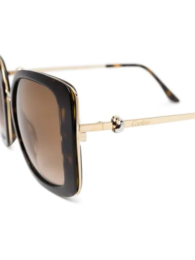 Shop Cartier Tortoiseshell Square Frame Sunglasses In Brown