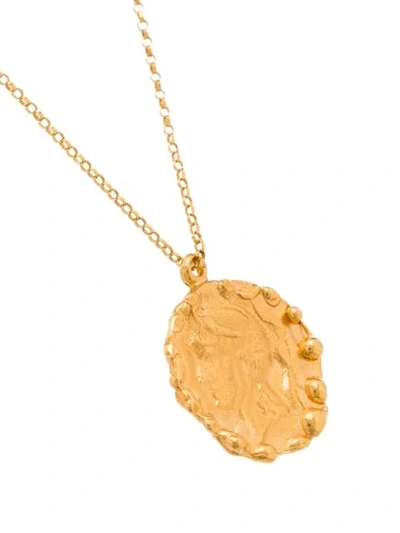 24K GOLD-PLATED BRONZE DISC PENDANT NECKLACE