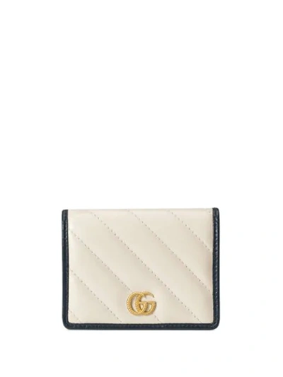 Shop Gucci Gg Marmont Card Case Wallet In White