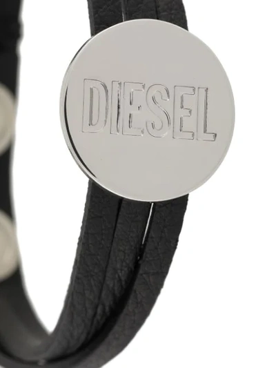 Shop Diesel Engraved Logo Bracelet In Black