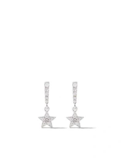 Shop As29 18kt White Gold Essentials Star Diamond Drop Earrings In Silver