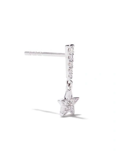 Shop As29 18kt White Gold Essentials Star Diamond Drop Earrings In Silver