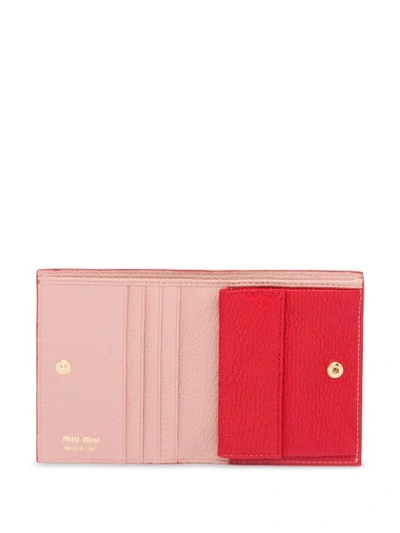 Shop Miu Miu Heart Appliqué Compact Wallet In Pink