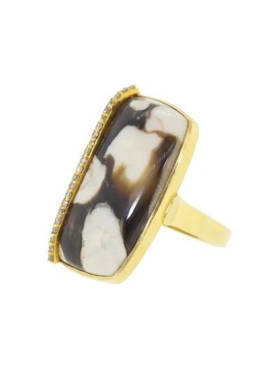 Shop Guita M 18kt Yellow Gold Diamond Peanut Wood Ring In Ylwgold