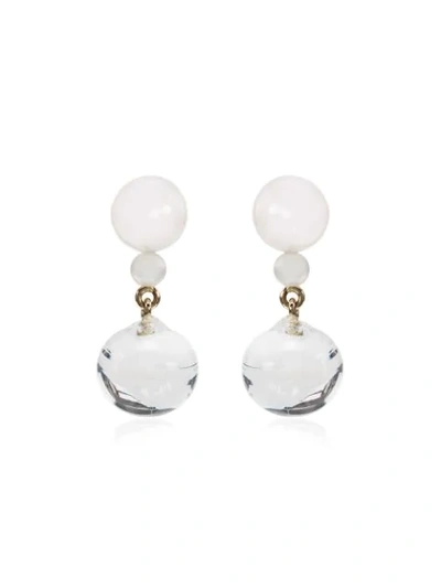 Shop Sophie Bille Brahe 14kt Gold Guidecca Pearl Drop Earrings In White