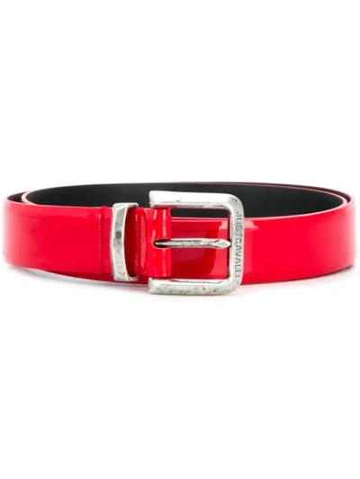 Shop Just Cavalli Leather Buckle Belt In Red