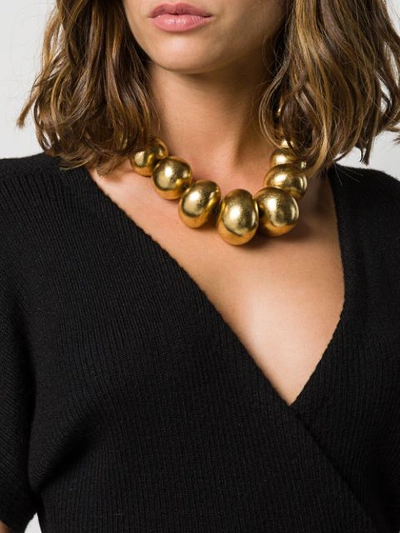 Shop Monies Beaded Necklace In Gold