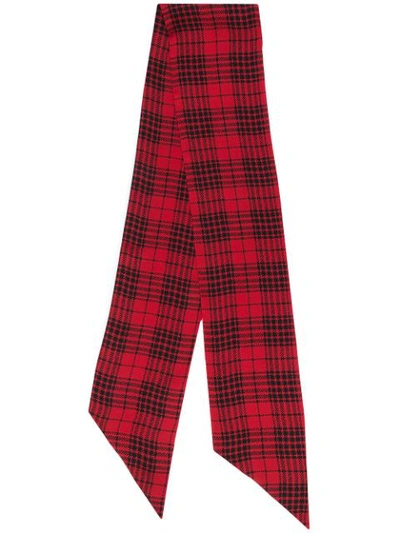 Shop Saint Laurent Check Silk Scarf In Red