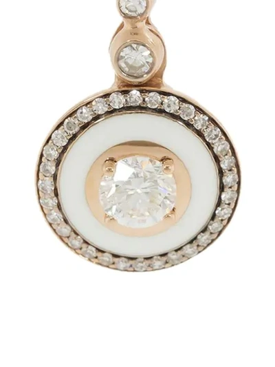 Shop Selim Mouzannar 18kt Rose Gold Enamel And Diamond Drop Earrings In Rosegold
