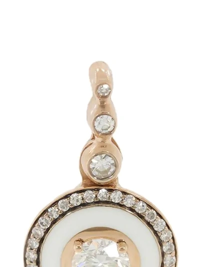 Shop Selim Mouzannar 18kt Rose Gold Enamel And Diamond Drop Earrings In Rosegold
