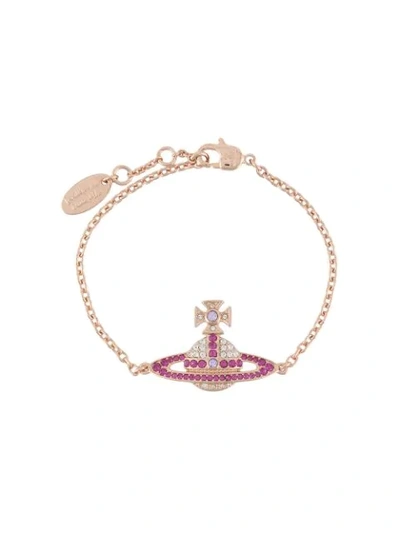 Shop Vivienne Westwood Logo Charm Bracelet In Gold