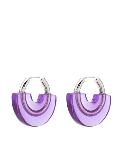 Shop Panconesi Half-covered Hoop Earrings In Purple