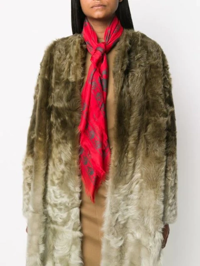Alexander Mcqueen Skull Print Frayed Scarf In Red