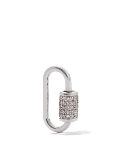 Shop As29 18kt White Gold Diamond Oval Carabiner In Silver