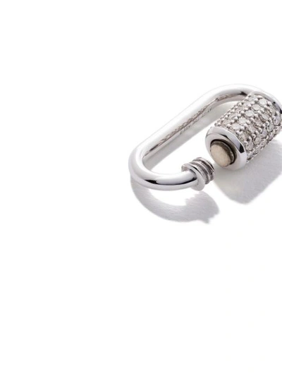 Shop As29 18kt White Gold Diamond Oval Carabiner In Silver