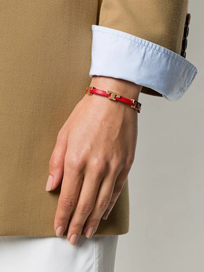 Shop Tory Burch Logo Plaque Bracelet In Red