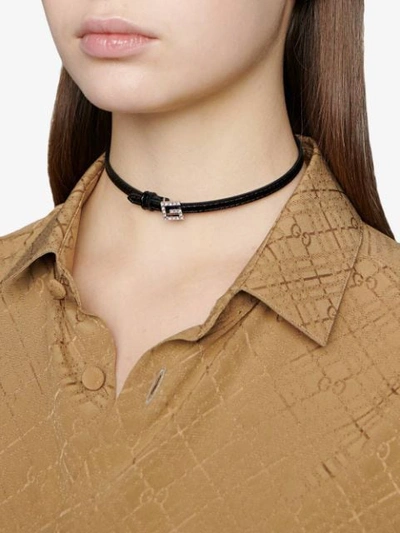 Shop Gucci G Crystal Choker In Black