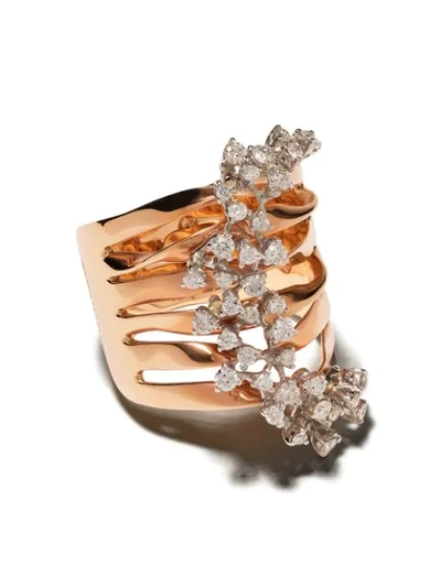 Shop Brumani 18kt Rose Gold Layered Diamond Ring In Rose And White Gold