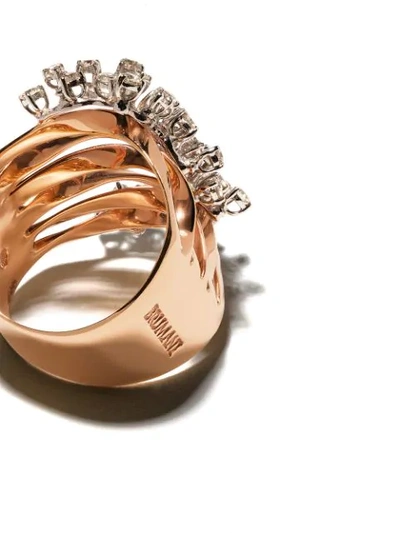 Shop Brumani 18kt Rose Gold Layered Diamond Ring In Rose And White Gold