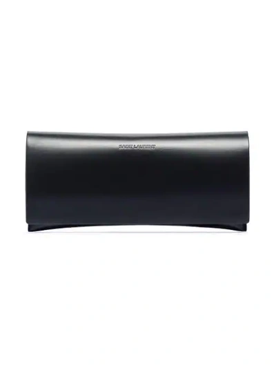 Saint Laurent Silver Glitter Square Sunglasses In Silver