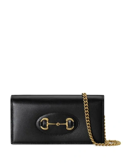 Shop Gucci 1955 Horsebit Chain Wallet In Black