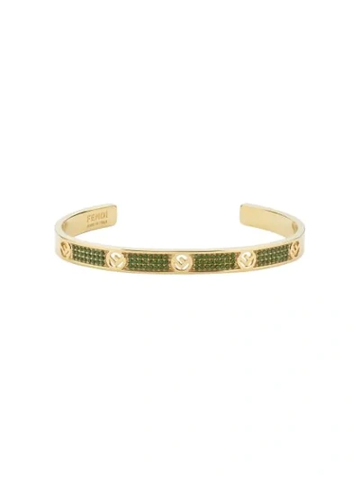 Shop Fendi F Is  Cuff Bracelet In Green